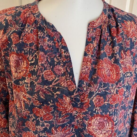 Chaps Long Sleeve Pull On Relaxed Floral Blouse Casual - Picture 2 of 9
